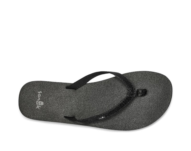 Sanuk Yoga Joy Sparkle Women's Flip Flops Black | Canada 82OKI